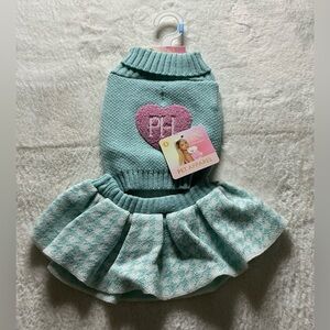 Teal and Pink Dog Dress Heart Glam" - Paris Hilton Pet Apparel